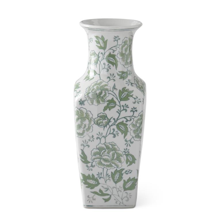 Medium Green and white oriental vase