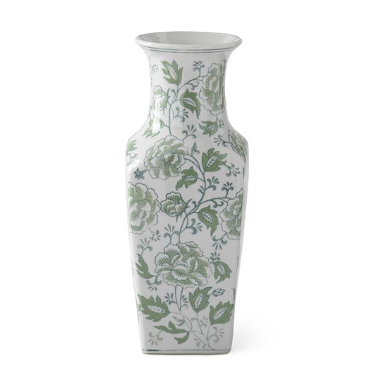 Medium Green and white oriental vase