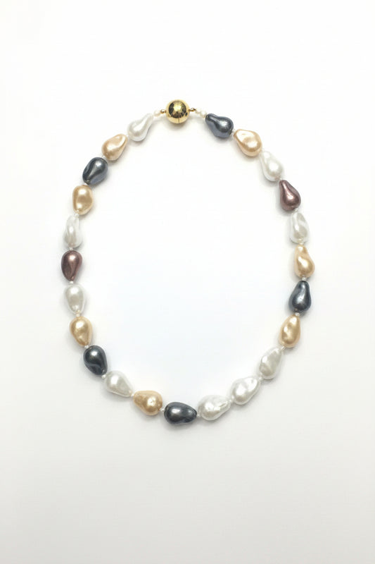 Tri-color Baroque Pearl Necklace