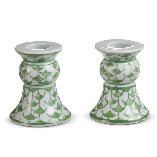 Green and White Candlesticks
