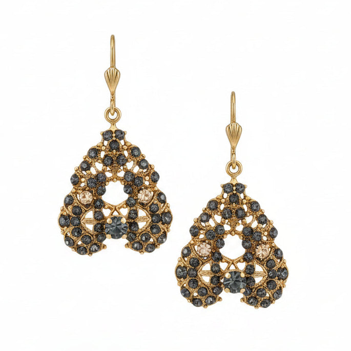 Catherine Popesco La Vie Parisienne Black Diamond Crystal Dangle Earrings