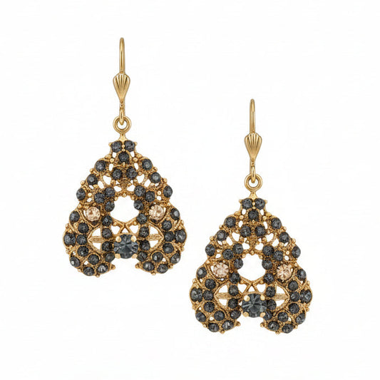 Catherine Popesco La Vie Parisienne Black Diamond Crystal Dangle Earrings