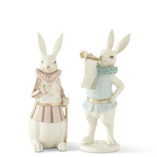 11.25 Inch Pastel & Gold Resin Royal Pink Bunny