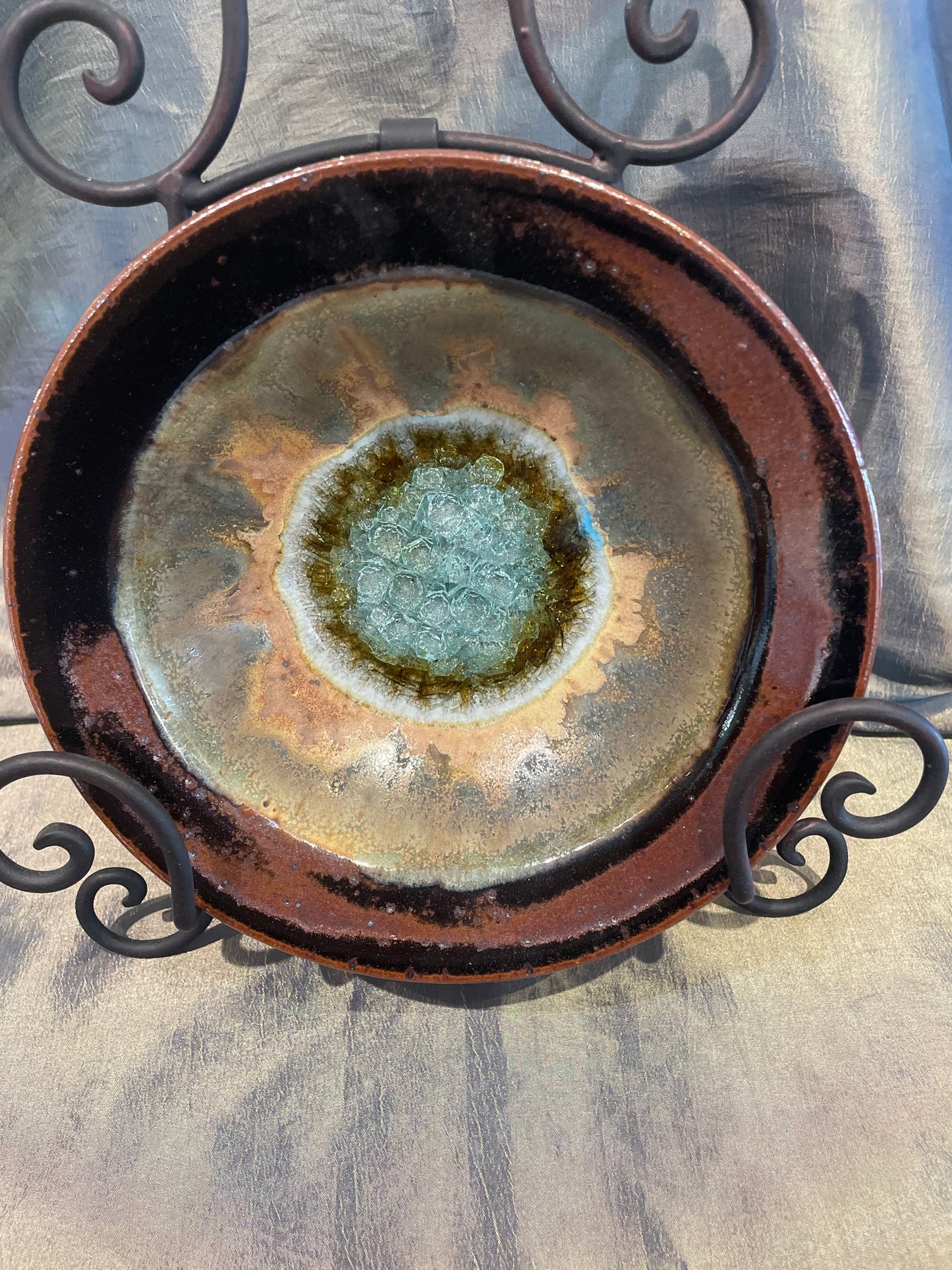 Dock 6 Rimmed Bowl with Crackle Glass in Red & Copper