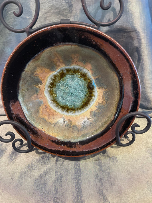 Dock 6 Rimmed Bowl with Crackle Glass in Red & Copper