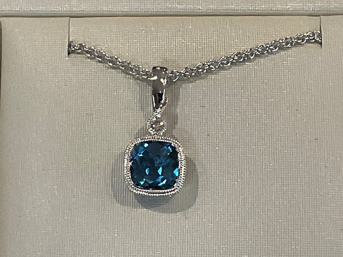 14K White Gold London Blue Topaz Pendant
