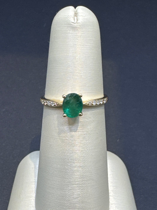 0.50 Carat Oval Emerald Ring in 14k Yellow Gold | Vibrant Green Fine Jewelry