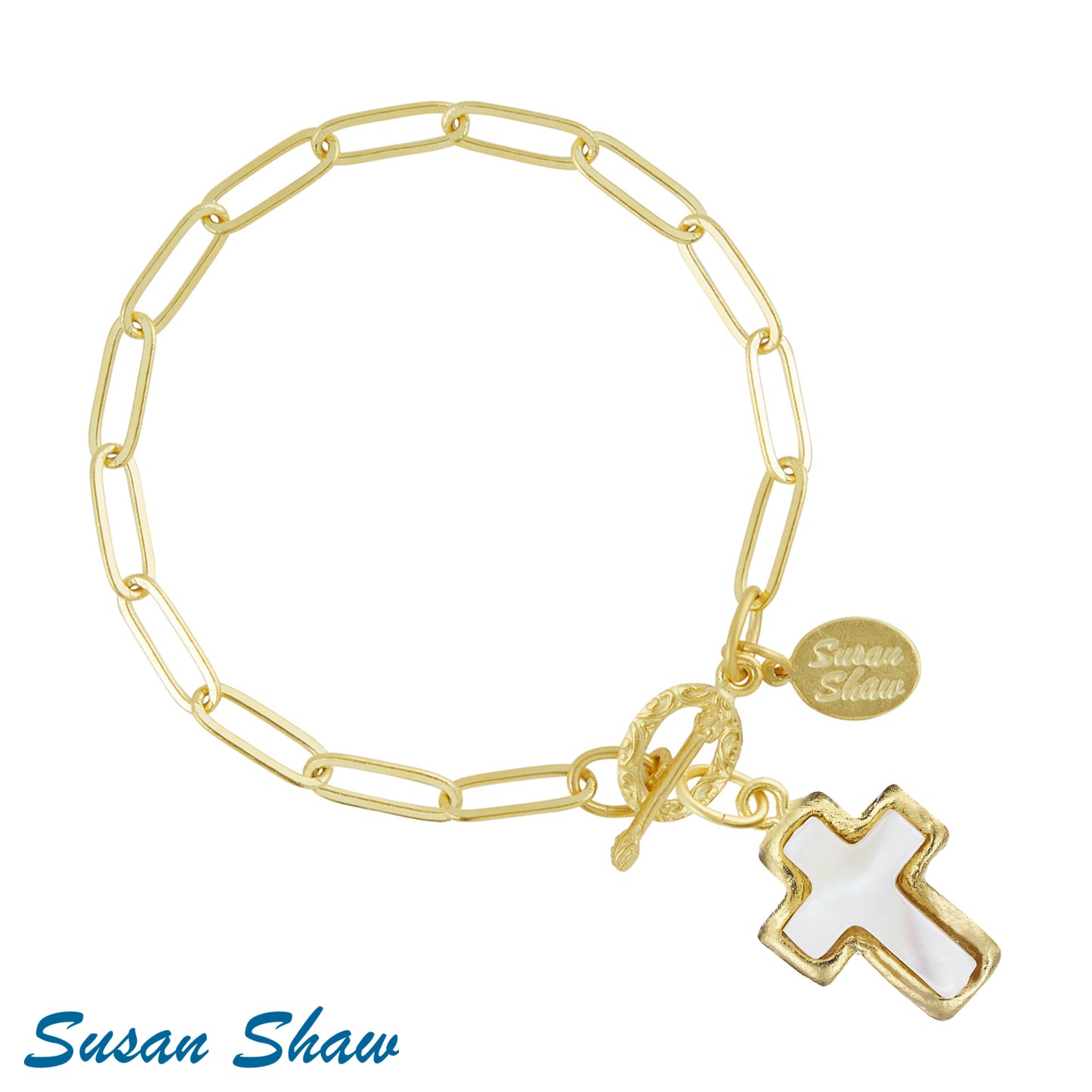 Mother of Pearl Cross Bracelet