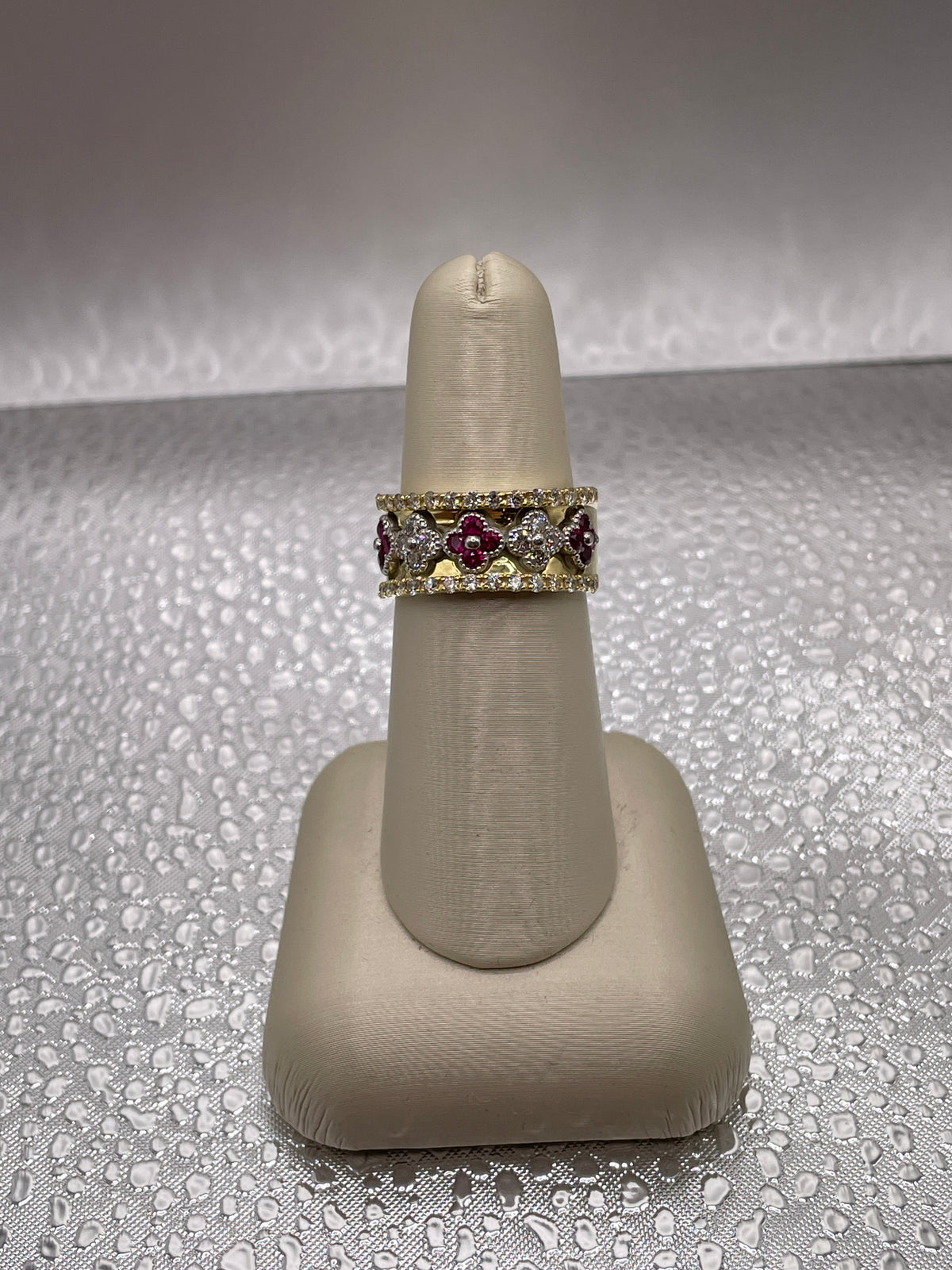 18k yellow gold Ruby and Diamond Wide Band