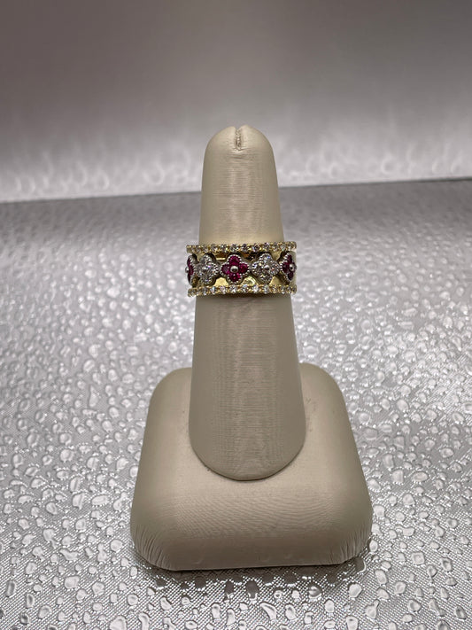 18k yellow gold Ruby and Diamond Wide Band