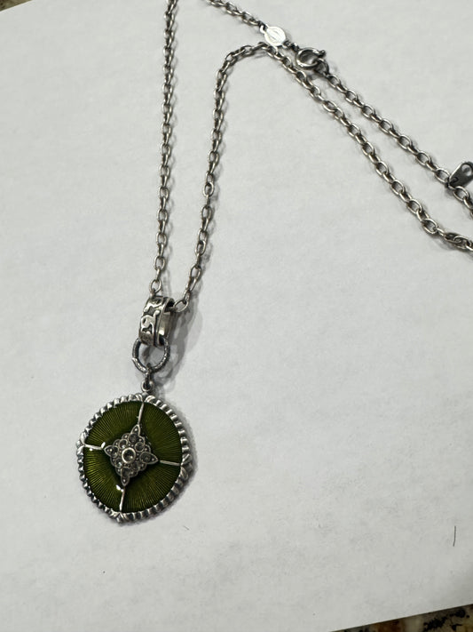 Vintage Green Enamel Necklace