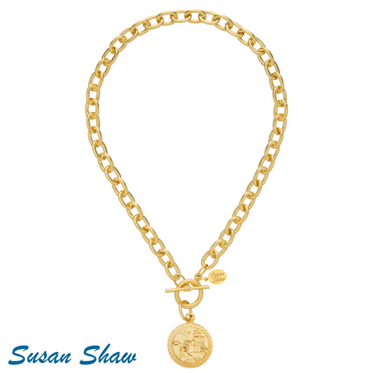 Blue Willow Gold Toggle Necklace,