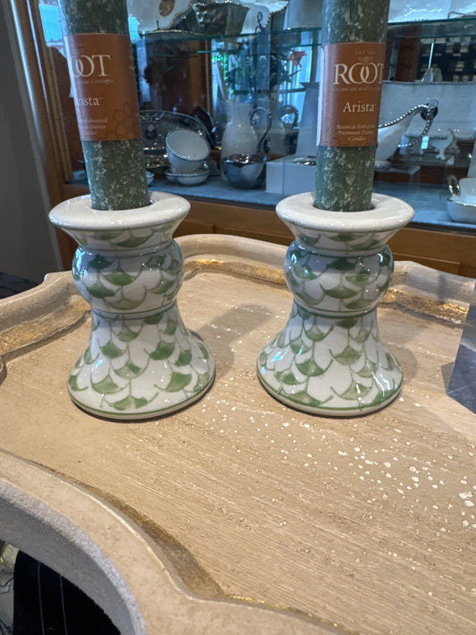 Green and White Candlesticks