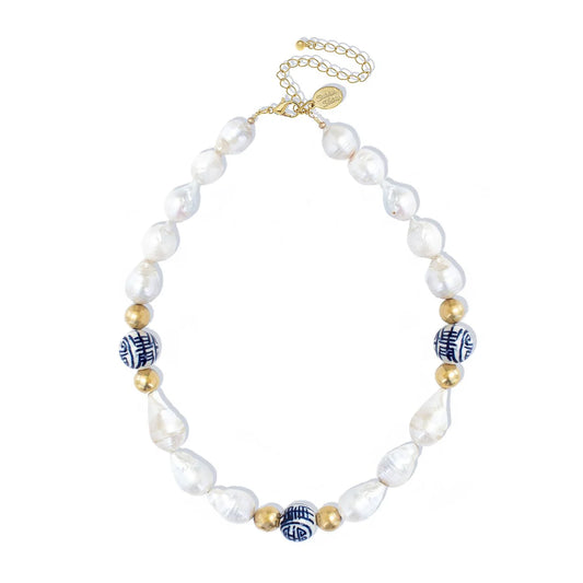 Blue and White on Pearl