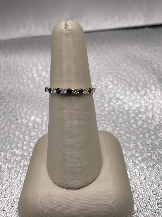 14K Gold Sapphire & Diamond Stackable Band — .25 ctw Sapphires, .20 ctw Diamonds
