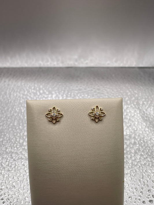 14k yellow Gold and Diamond Earrings