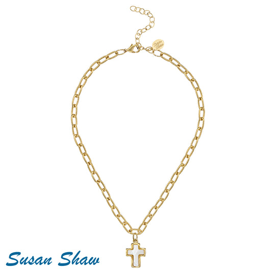 Mother of Pearl Cross Necklace