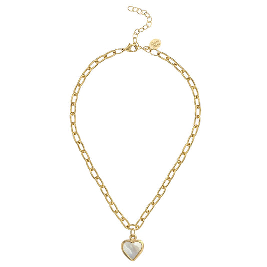 Susan Shaw mother of pearl heart necklace