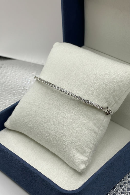1.25 ctw Diamond Tennis Bangle – 14K White Gold