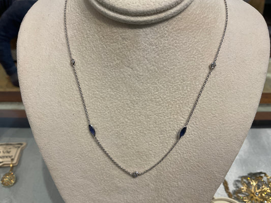 Sapphire and Diamond Station Necklace