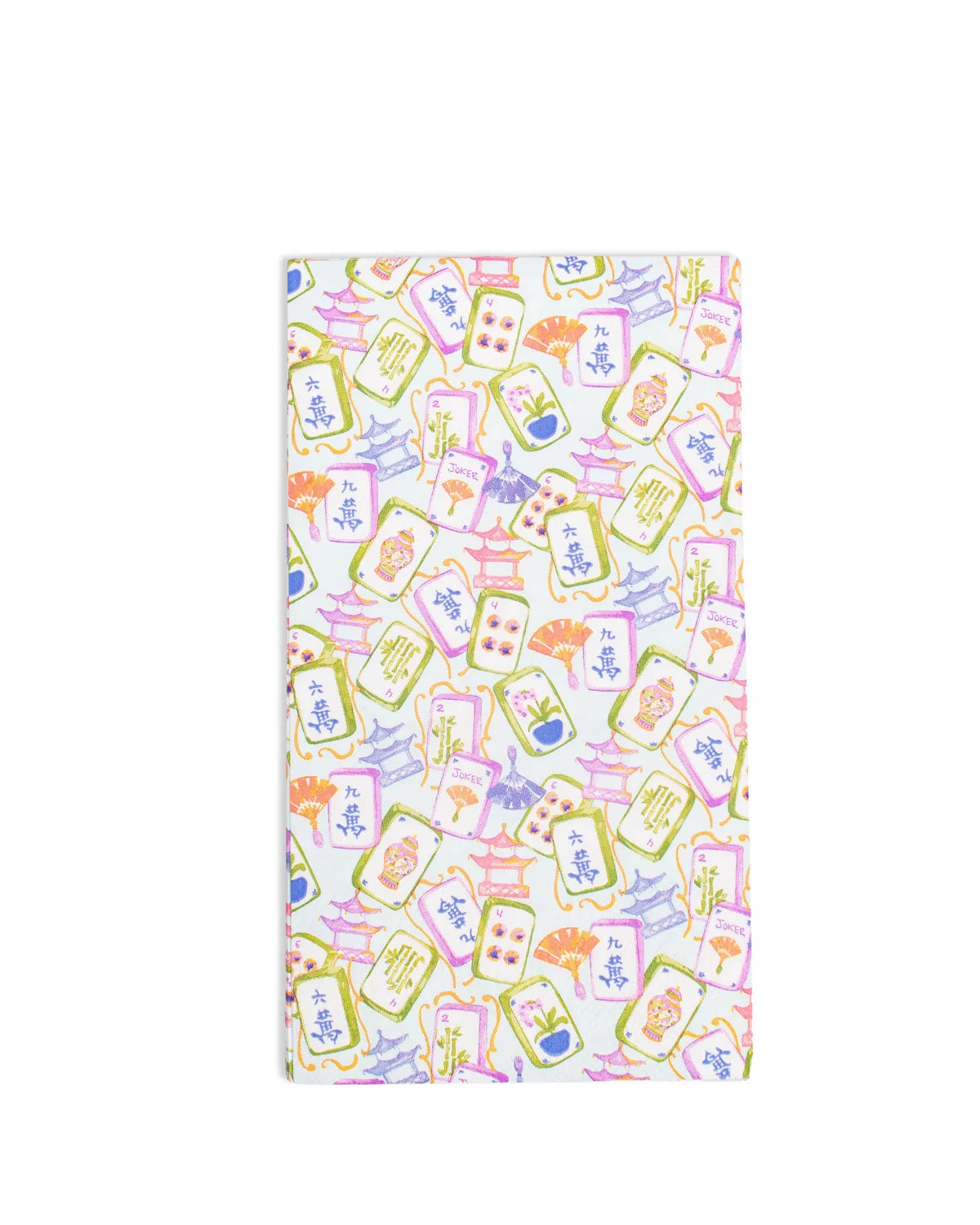 Mahjong Guest Napkins Light Blue/Multi 4.25x7.7