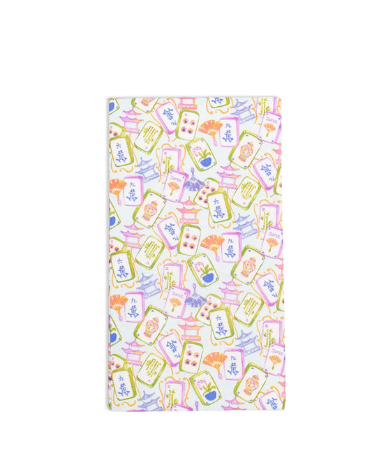Mahjong Guest Napkins Light Blue/Multi 4.25x7.7