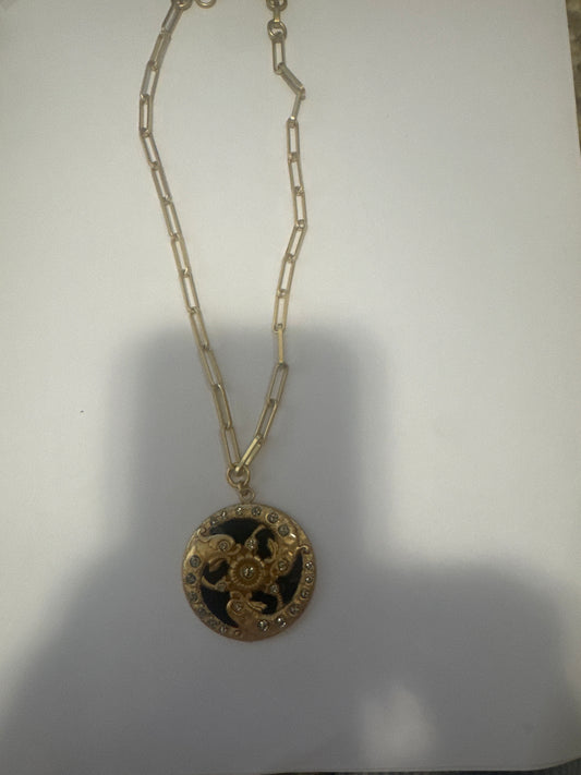 Black Enamel Dragon Necklace