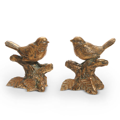 4" ANTIQUE GOLD BIRD ON BRANCH