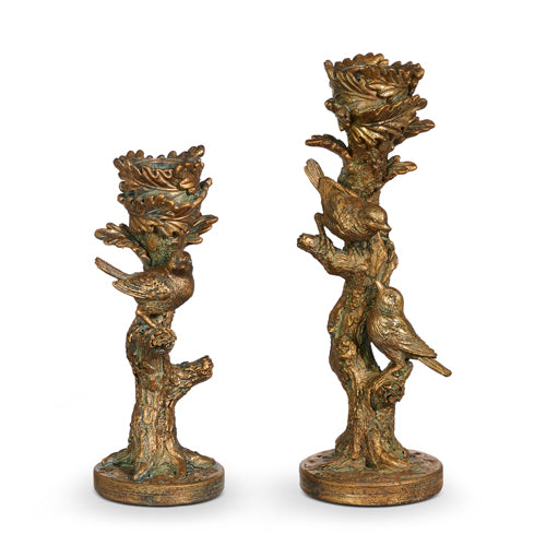 9.25" BIRD ON BRANCH CANDLE STICKS