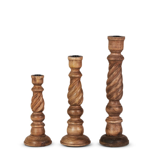 17" WOODEN CANDLE STICKS