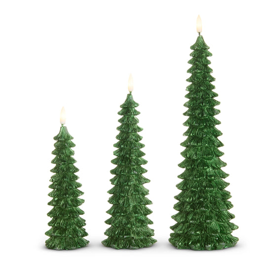 Glitter Green Tree candles