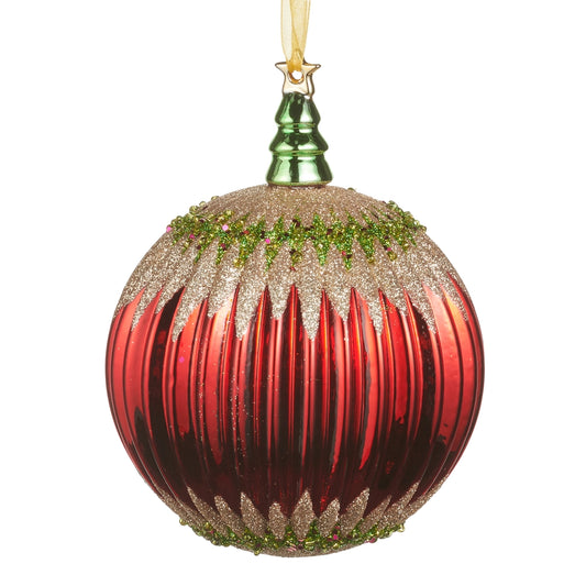Gold Glitter Red Ball Ornament
