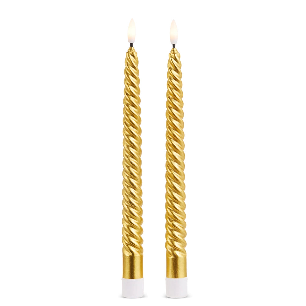 Gold Twist Skinny Taper Candles
