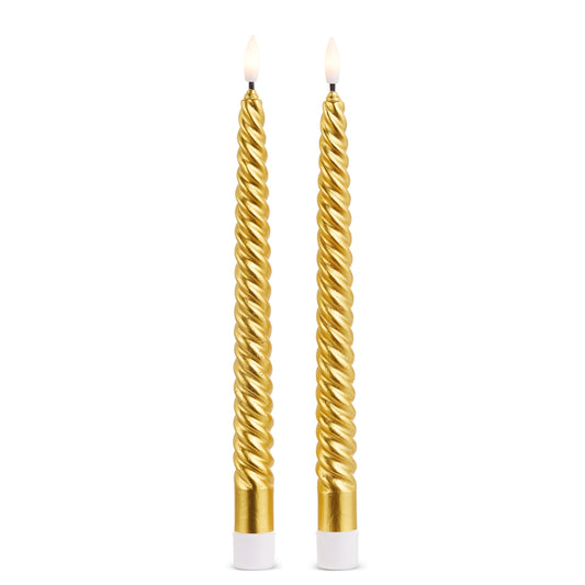 Gold Twist Skinny Taper Candles
