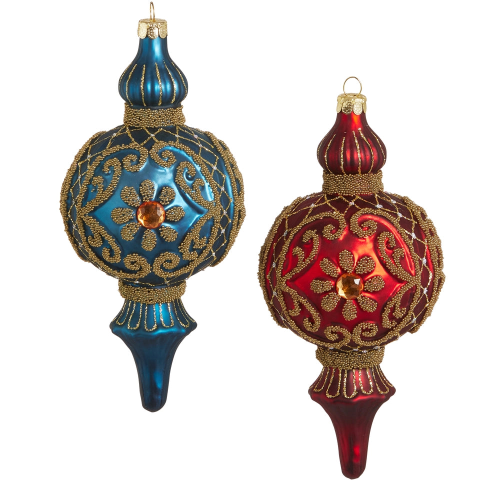 Red and Blue Beaded Finial