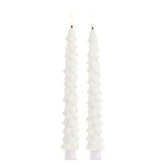 Glittered White Tree Taper Candles