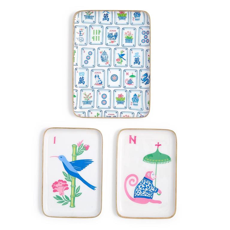 Mahjong Tile Metal Trinket / Desk Trays