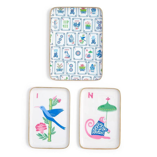 Mahjong Tile Metal Trinket / Desk Trays