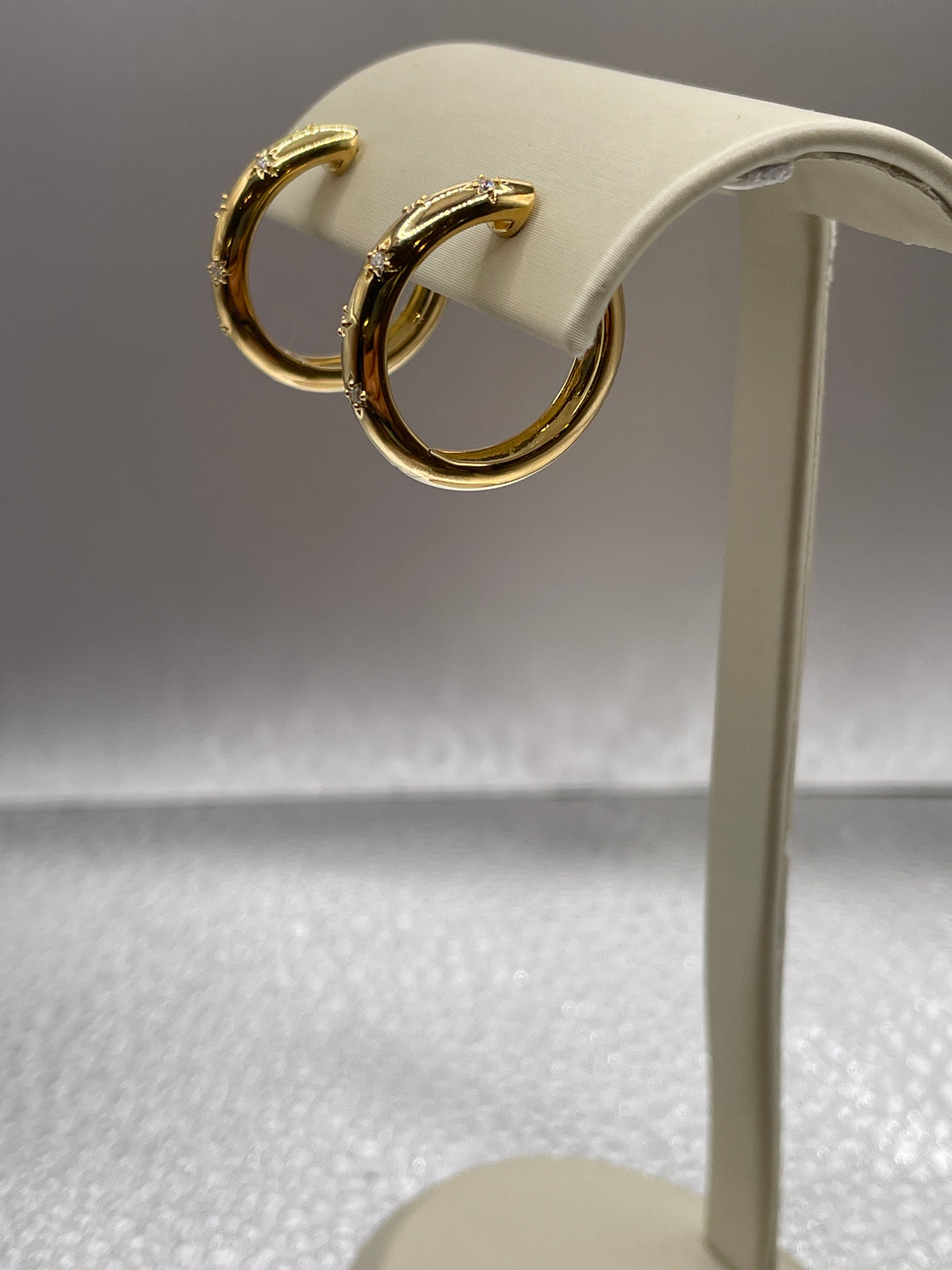 Sterling Silver Vermeil and lab Diamond accented Hoop Earrings