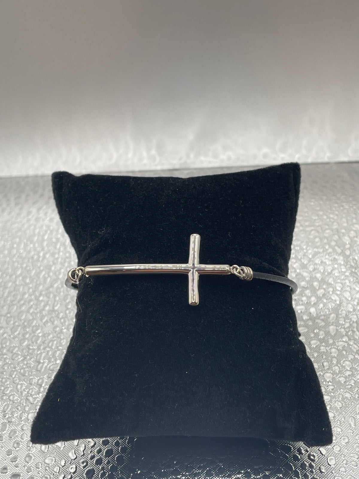 Sterling Silver and Leather cross Bracelet