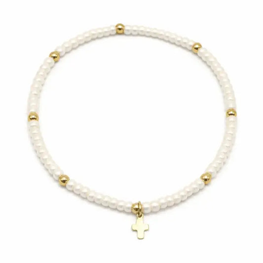 Luxe Cross Bracelet in Winter White