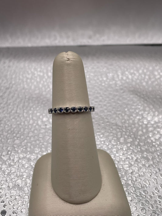 14K White Gold Sapphire Channel Set Band — .14 ctw