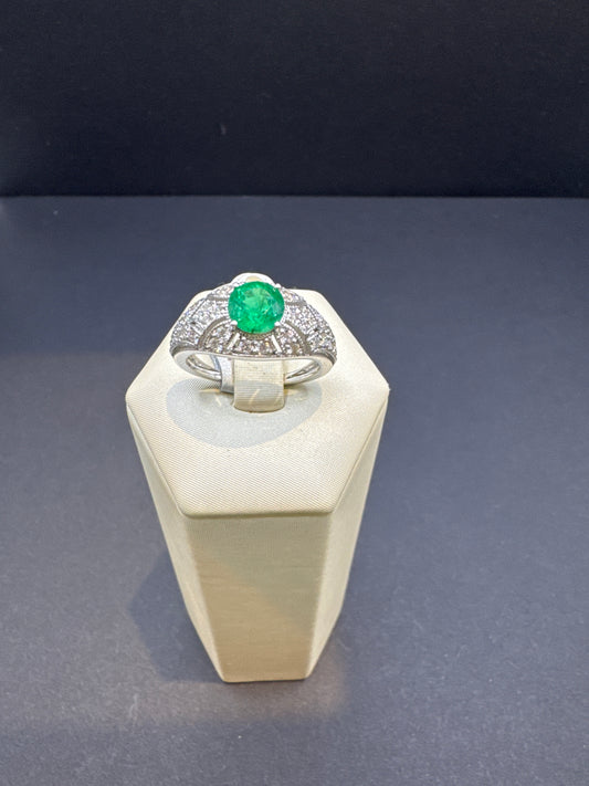 1.14 Carat Emerald Solitaire Ring with 0.74 CTW Diamonds | Nearly 2 Carats TGW