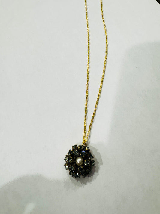 Black Diamond Pearl Sphere Necklace