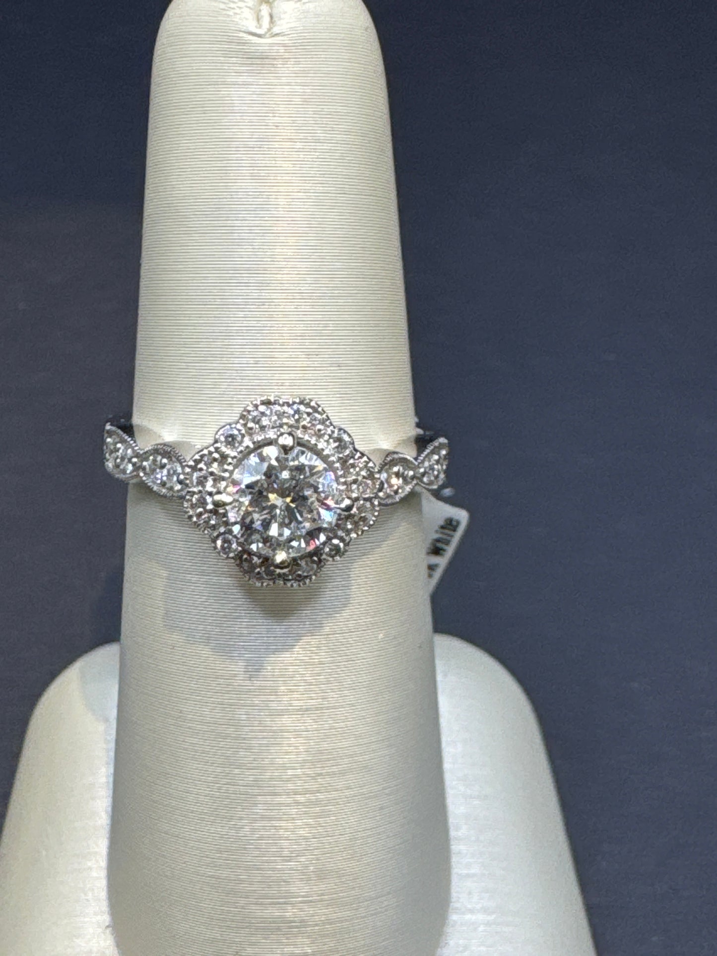 Diamond Engagement Ring, 1 CTW | 14k White Gold Halo