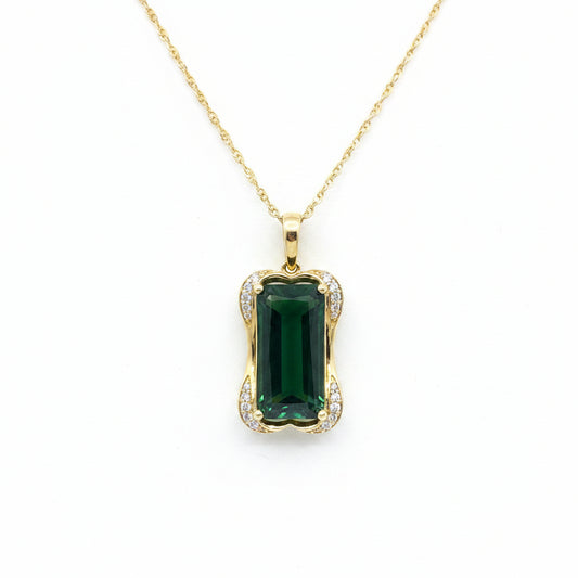 14K Diamond and Green Tourmaline Pendant