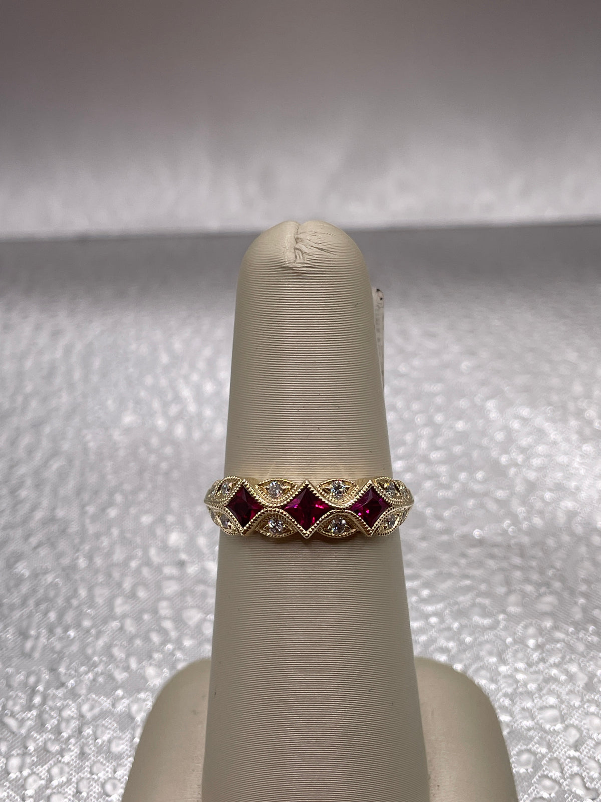 14k Yellow Gold Ruby and Diamond Band Ring