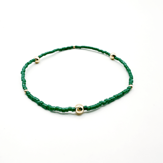 Game Day Green & Gold Filled Bracelet