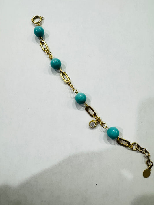 Turquoise Beaded Link Bracelet