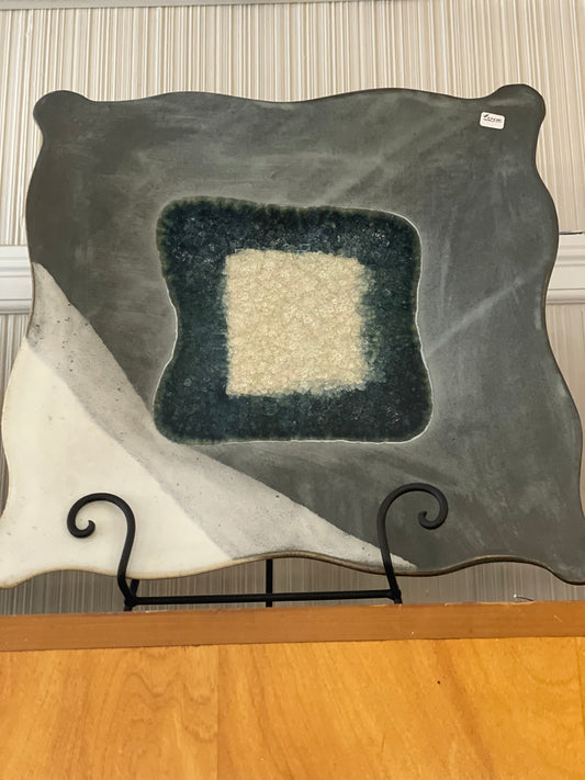 Dock 6 Wavy Large Platter in Gray & White